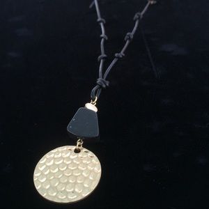 Snowflake Obsidian Golden Medallion Necklace